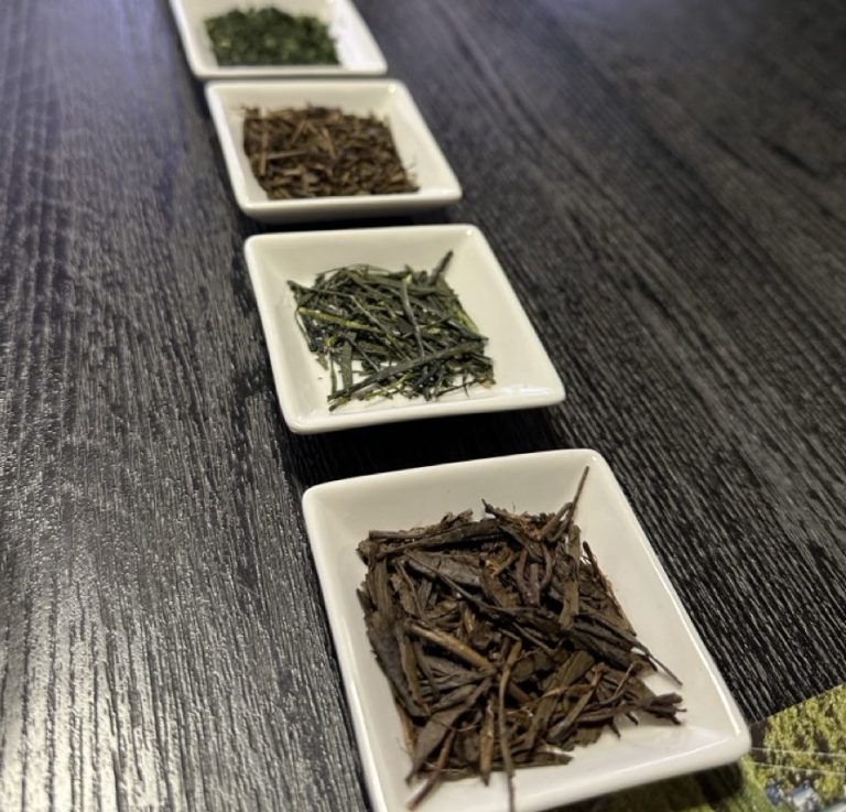 échantillon de thé Coupelles avec différents thés verts